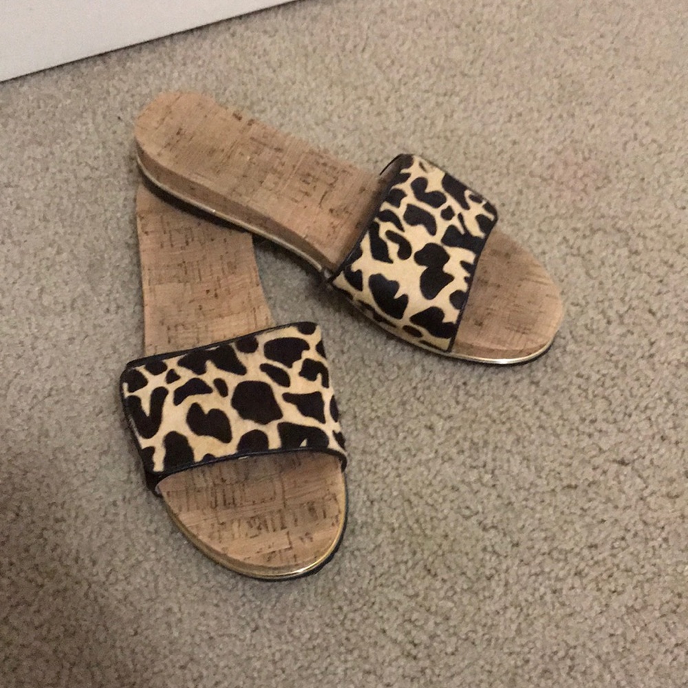 Cheetah and cork fashion slides
